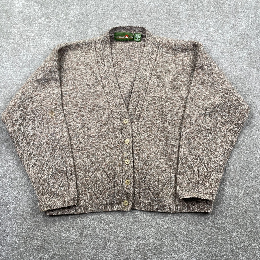 VTG Outback Red Womens‎ M 100% Wool Cardigan Sweater Buttons Cozy Knit